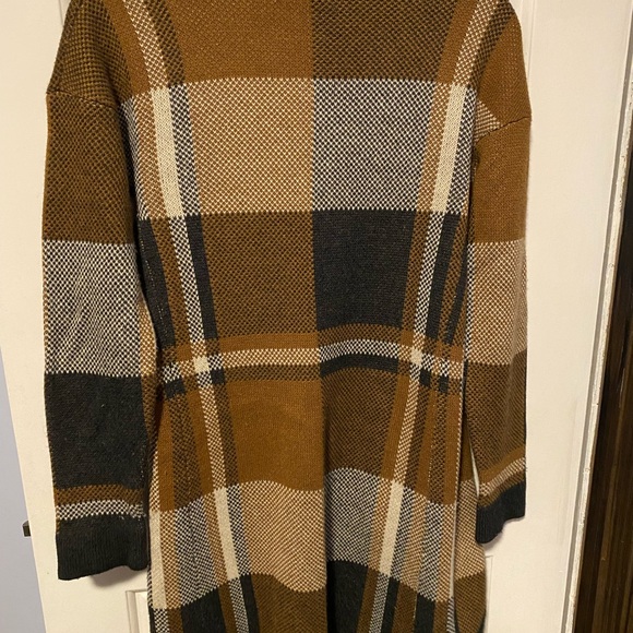 Dark Academia vibes long cardigan; plaid chunky-knit: PSL perfection! - Picture 2 of 4